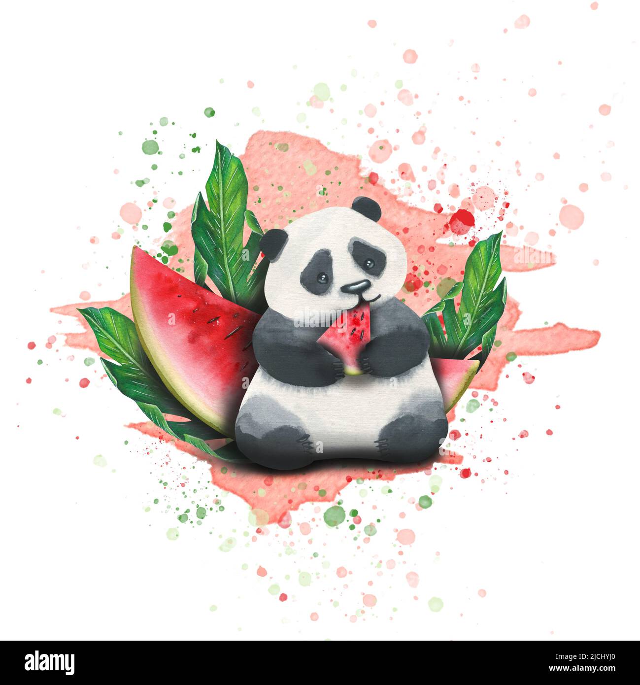 Cute Panda Eating Watermelon Graphic by neves.graphic777 · Creative Fabrica