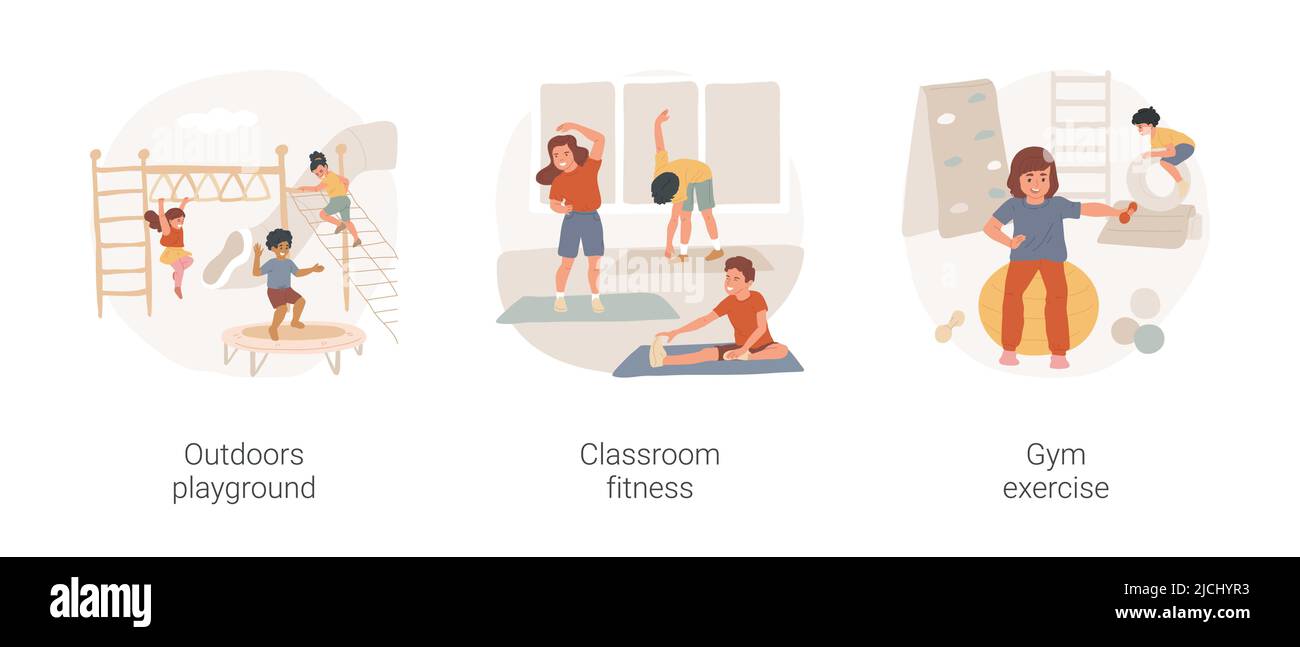 Before and afterschool physical exercise isolated cartoon vector ...