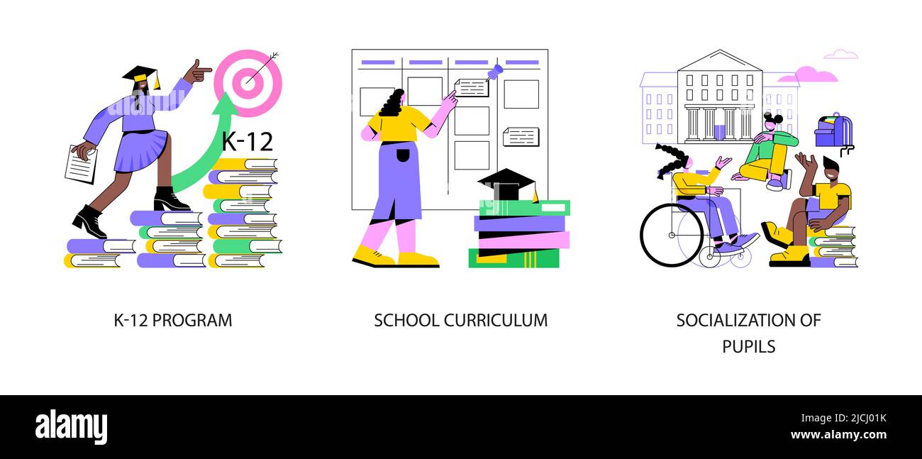 Education program abstract concept vector illustration set. K12