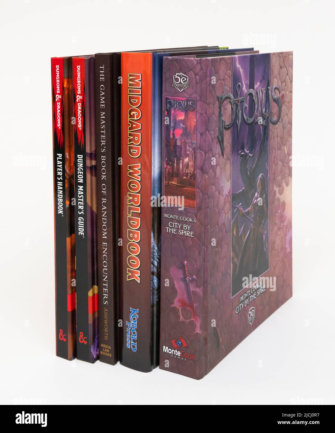 A collection of Dungeons and Dragons books. Stock Photo
