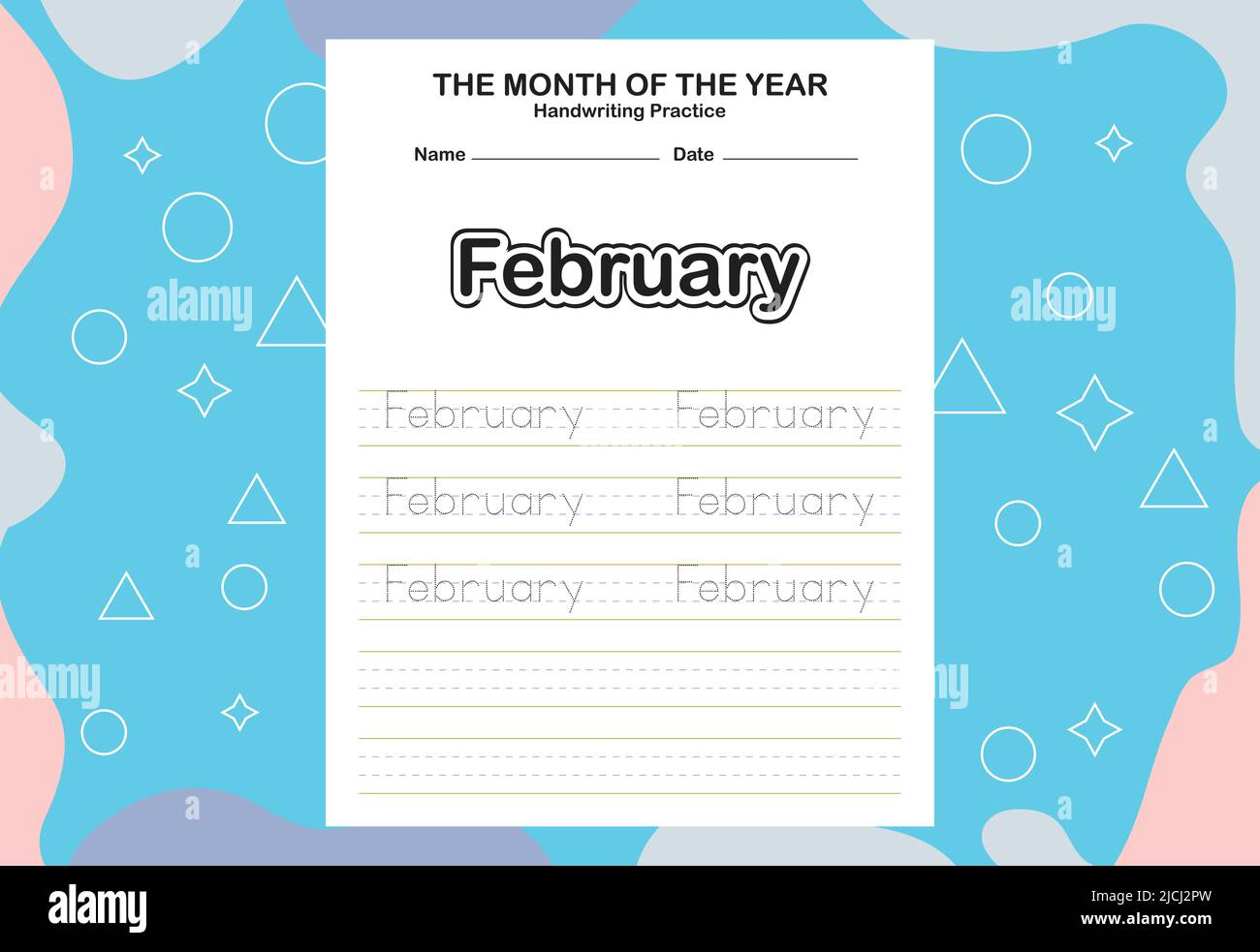 Month name of the year trace and writing practice sheet Stock Vector ...