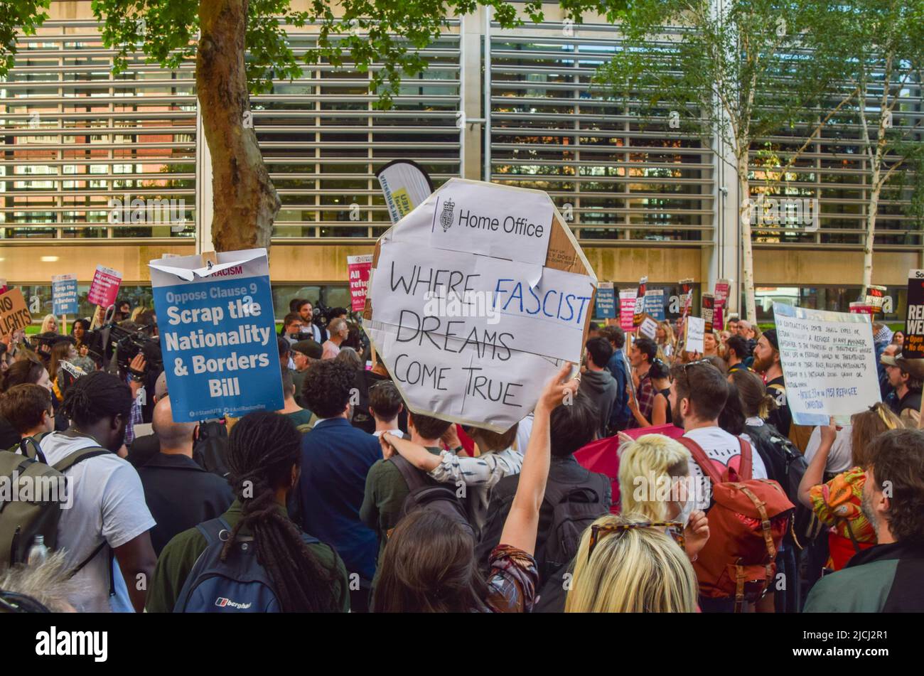 Send Protest London, UK. 13th June 2022. Huge crowds gathered outside the Home ...