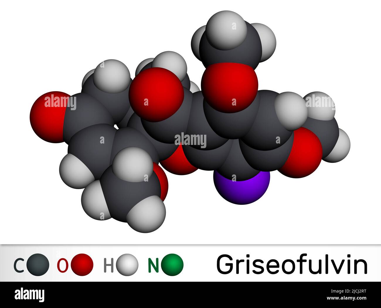 Griseofulvin molecule. It is antifungal antibiotic, used for treatment