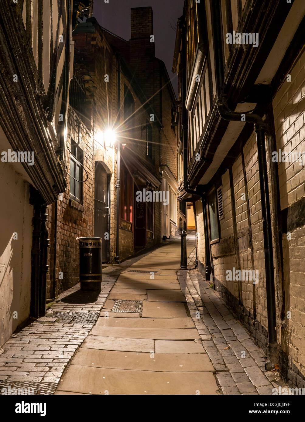 Grope Lane, Shrewsbury. Taken at night. Shrewsbury, Shropshire, England Stock Photo