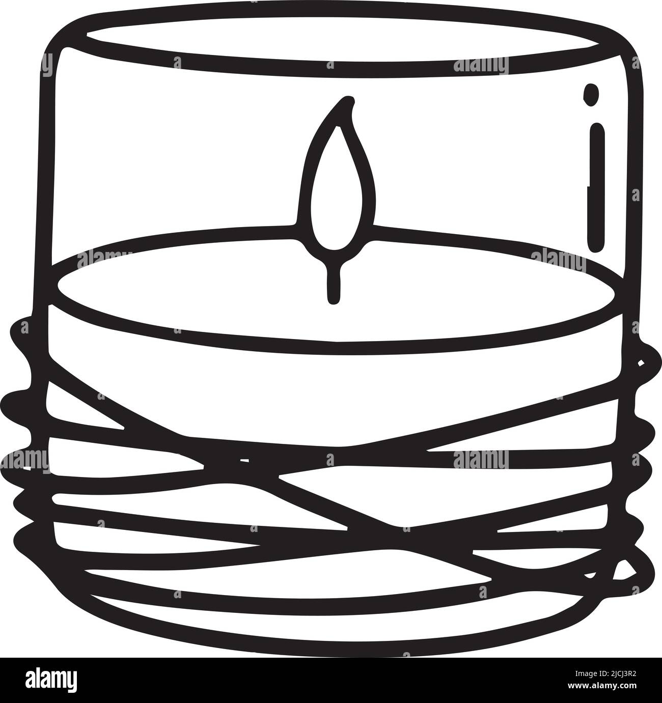 Burning candle in candlestick.Handdrawn vector illustration in doodle style Stock Vector Image