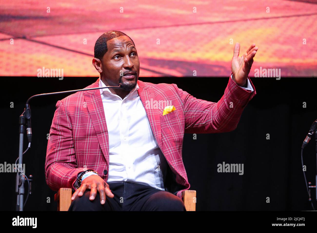 Ray Lewis spoke at the panel "Engage & Empower - The Magic of Sports  Marketing" in Zadar, Croatia on June 10, 2022. The Sunset Sports Media  Festival, which took place from 9