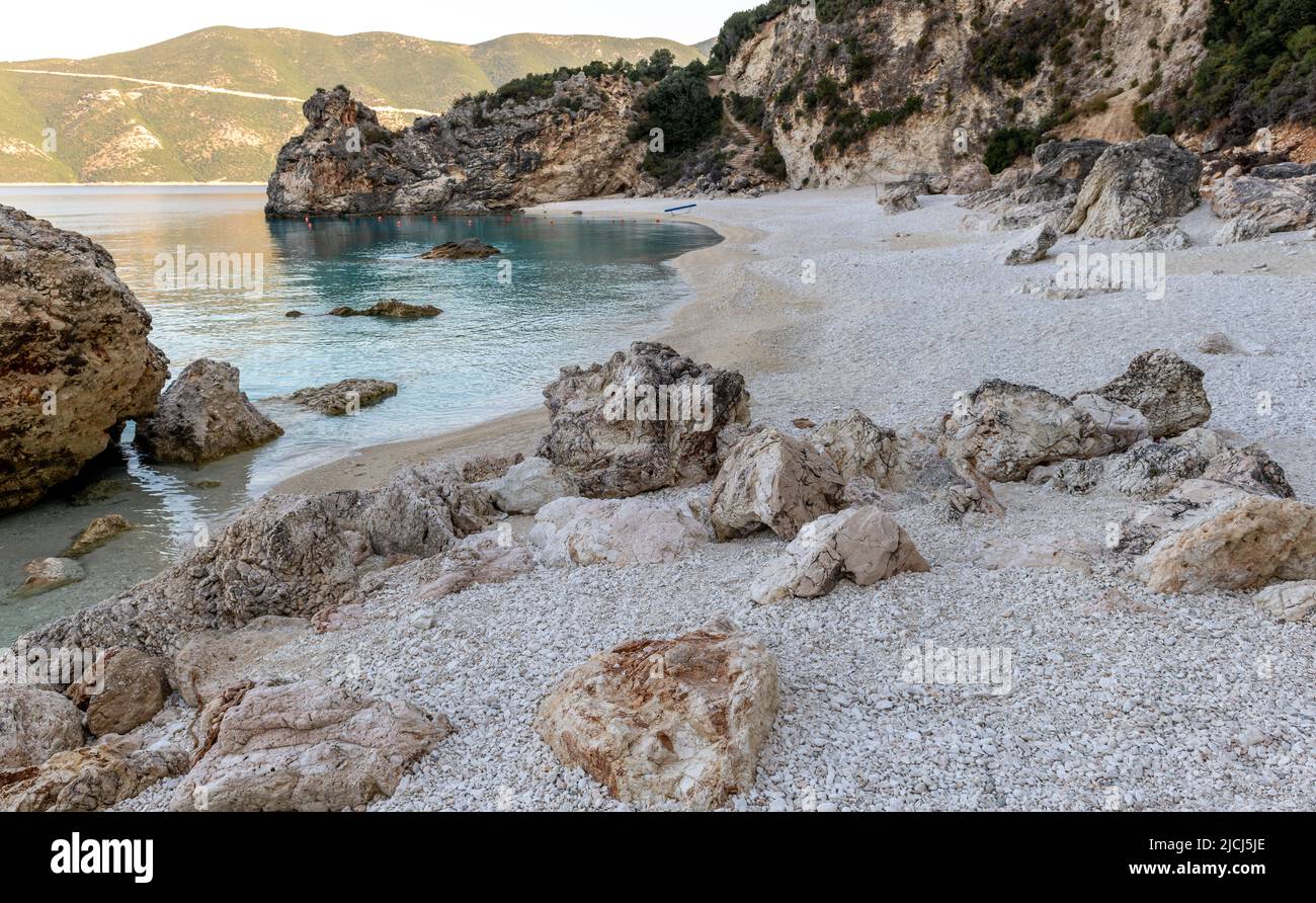 Agiofili Beach, Lefkada Island, Greece, stunning beauty with clear blue calm sea. Stock Photo