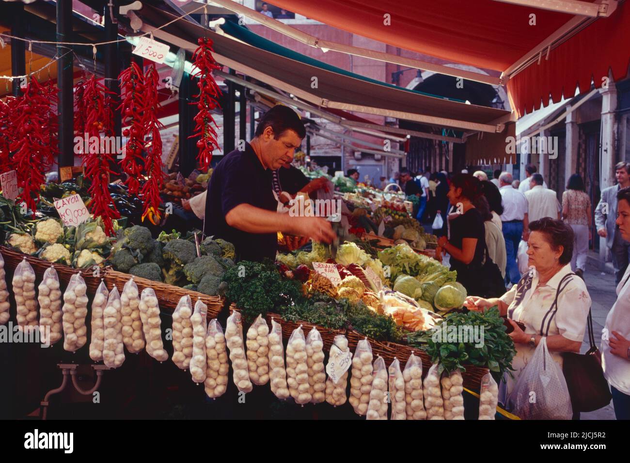 Rialto Market, Venice, Italy in the late 1990s. Stock Photo