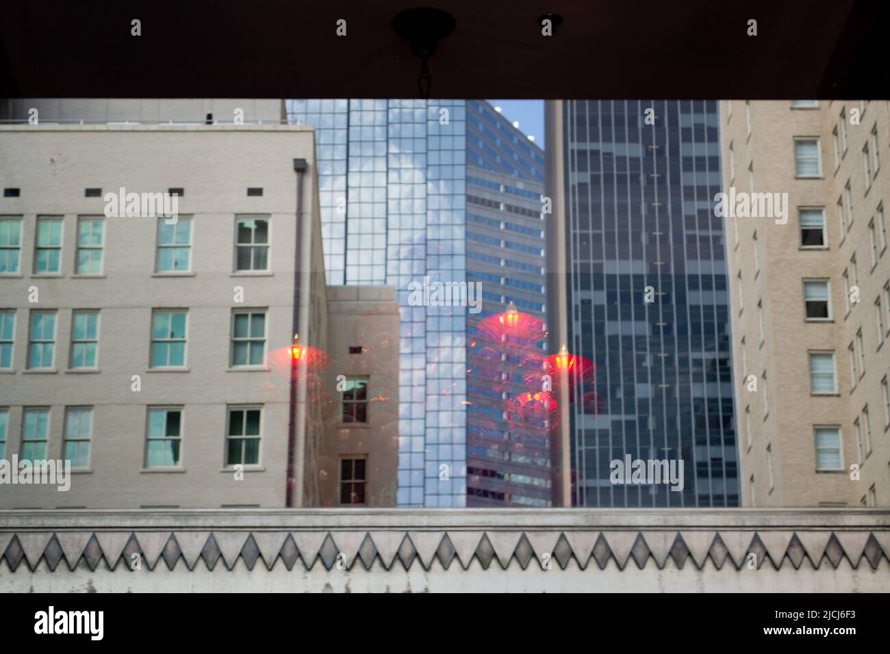 Abstract and artistic cityscape photography of various buildings in downtown Dallas and Fort Worth, Texas. Stock Photo