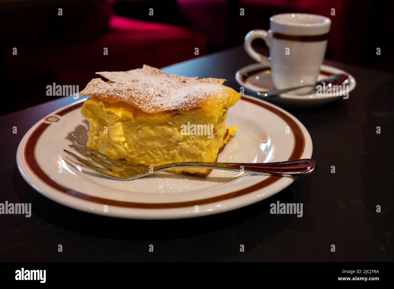 Austrian sweet dessert, filled with white cheese strudel served warm