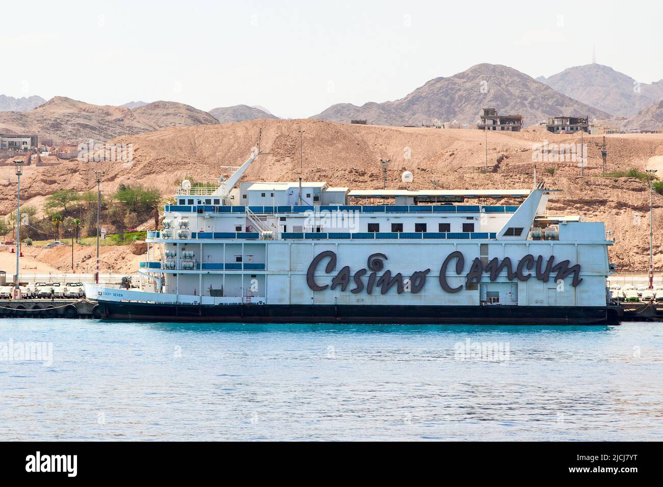Eilat, Israel - May 22, 2009: Casino Cancun Ship meant for gambling in international waters on the berth in Eilat Stock Photo