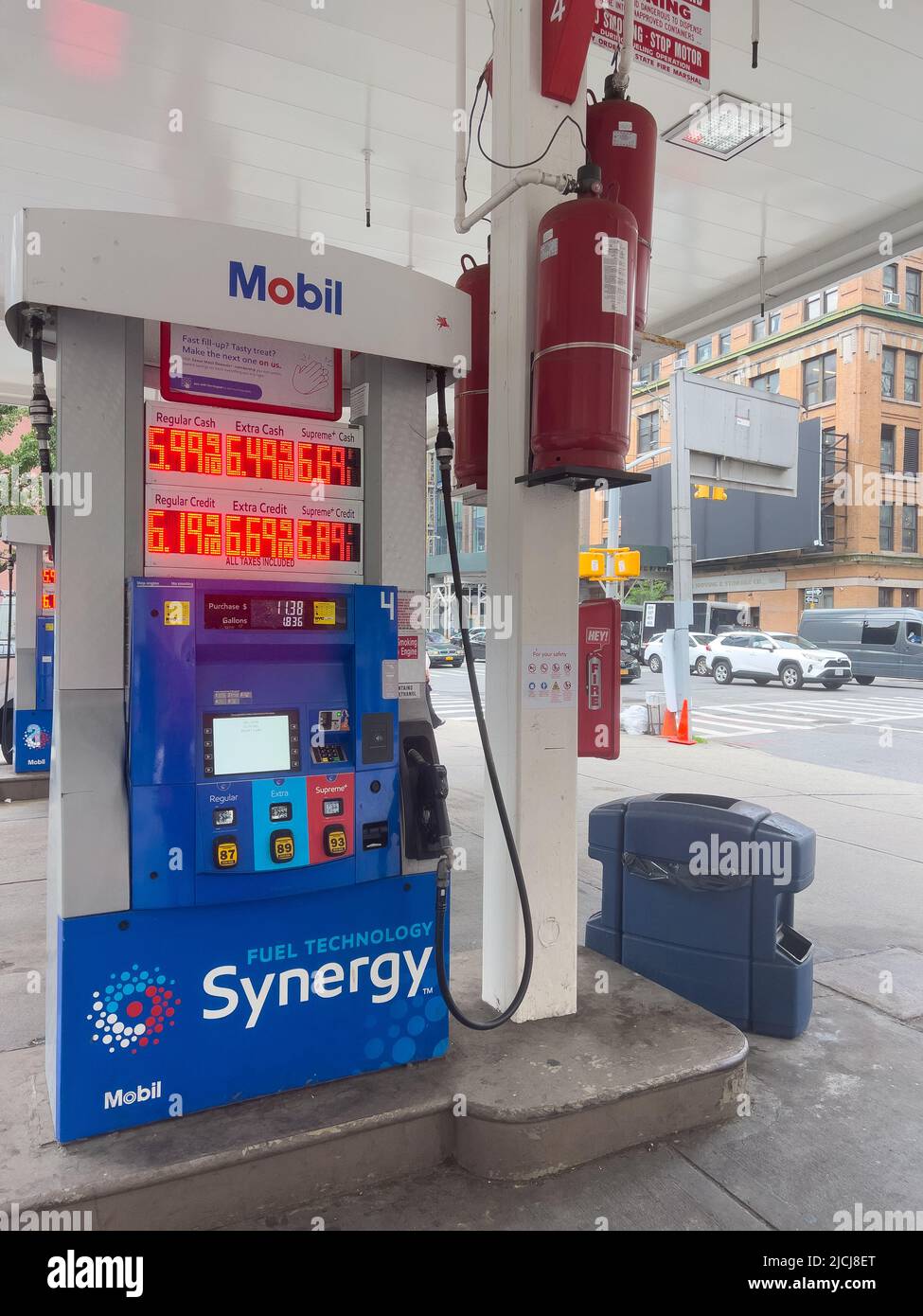 New York City, June 13, 2022. Gas Prices above 6.00 per gallon as seen on Mobil Gas Station in