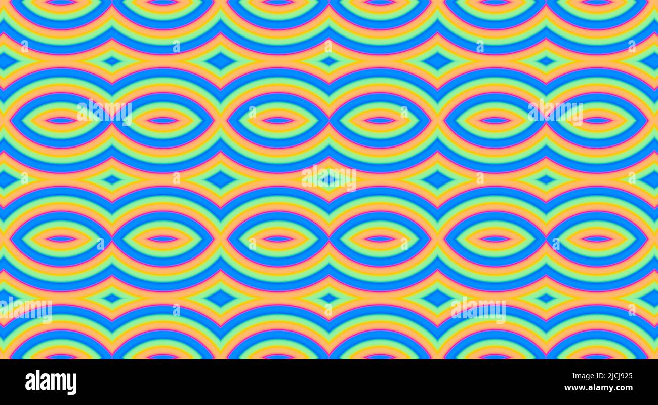 Repeatable pattern vesica piscis lens shapes - multicolored background illustration. Stock Photo