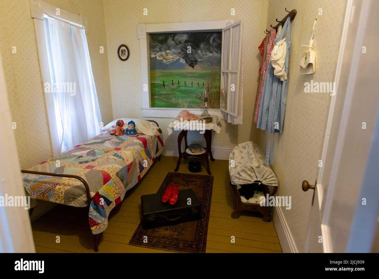 Liberal, Kansas - Dorothy's House and the Land of Oz, a tourist attraction modeled after the 1939 movie, The Wizard of Oz. Dorothy's bedroom is in a m Stock Photo