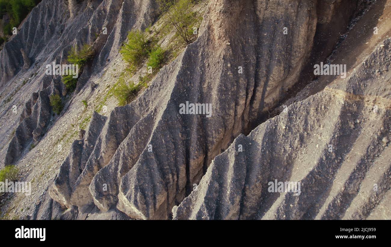 Beautiful gray natural mountain hillside. Drone aerial view. High quality photo Stock Photo
