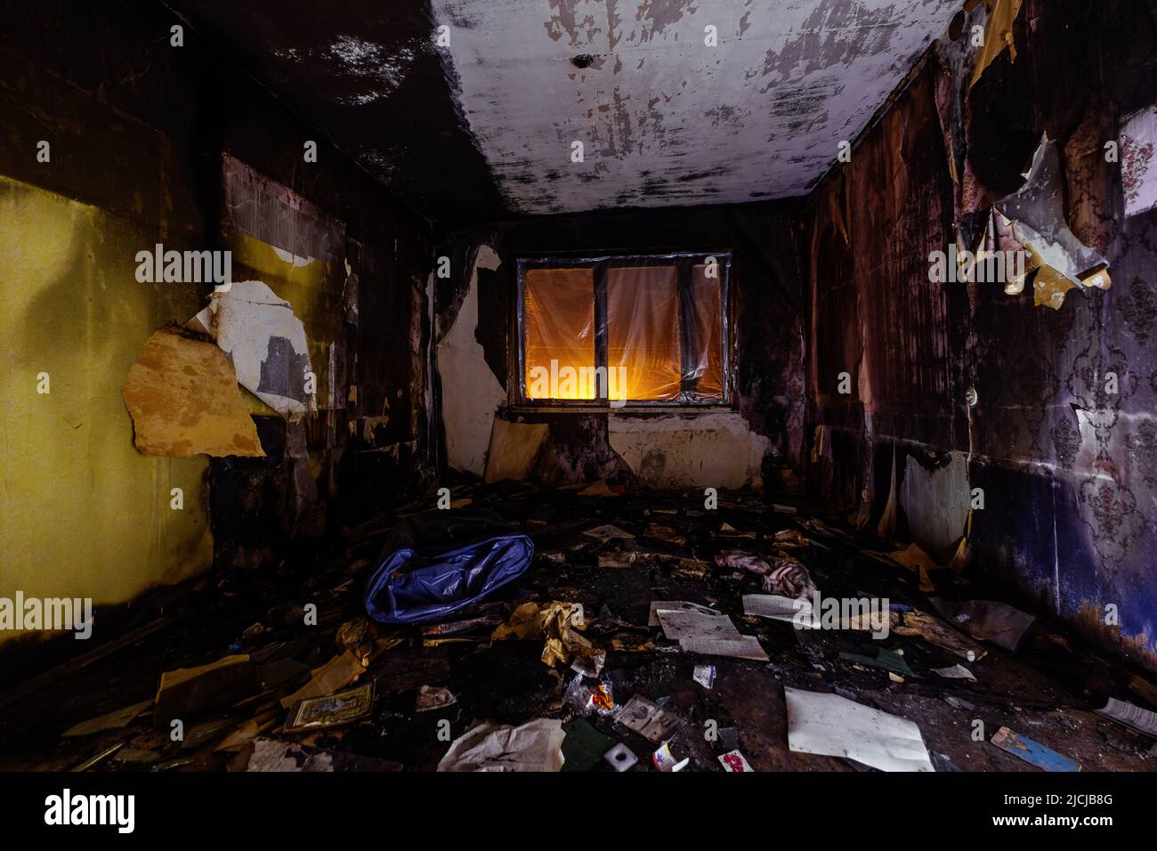 Burnt apartment house interior. Consequences of fire Stock Photo Alamy