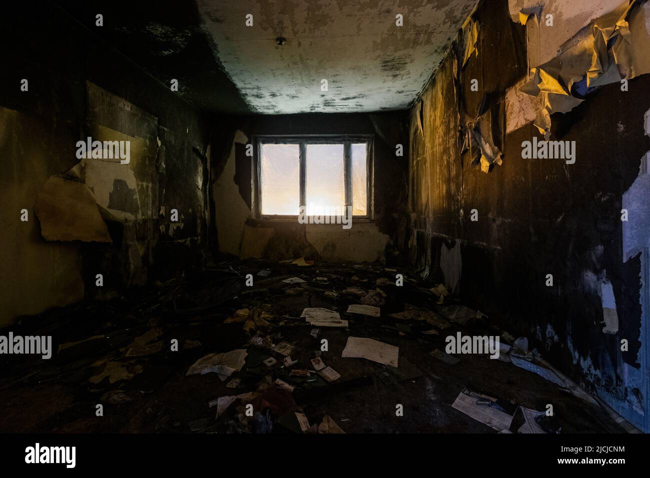 Burnt apartment house interior. Consequences of fire Stock Photo Alamy