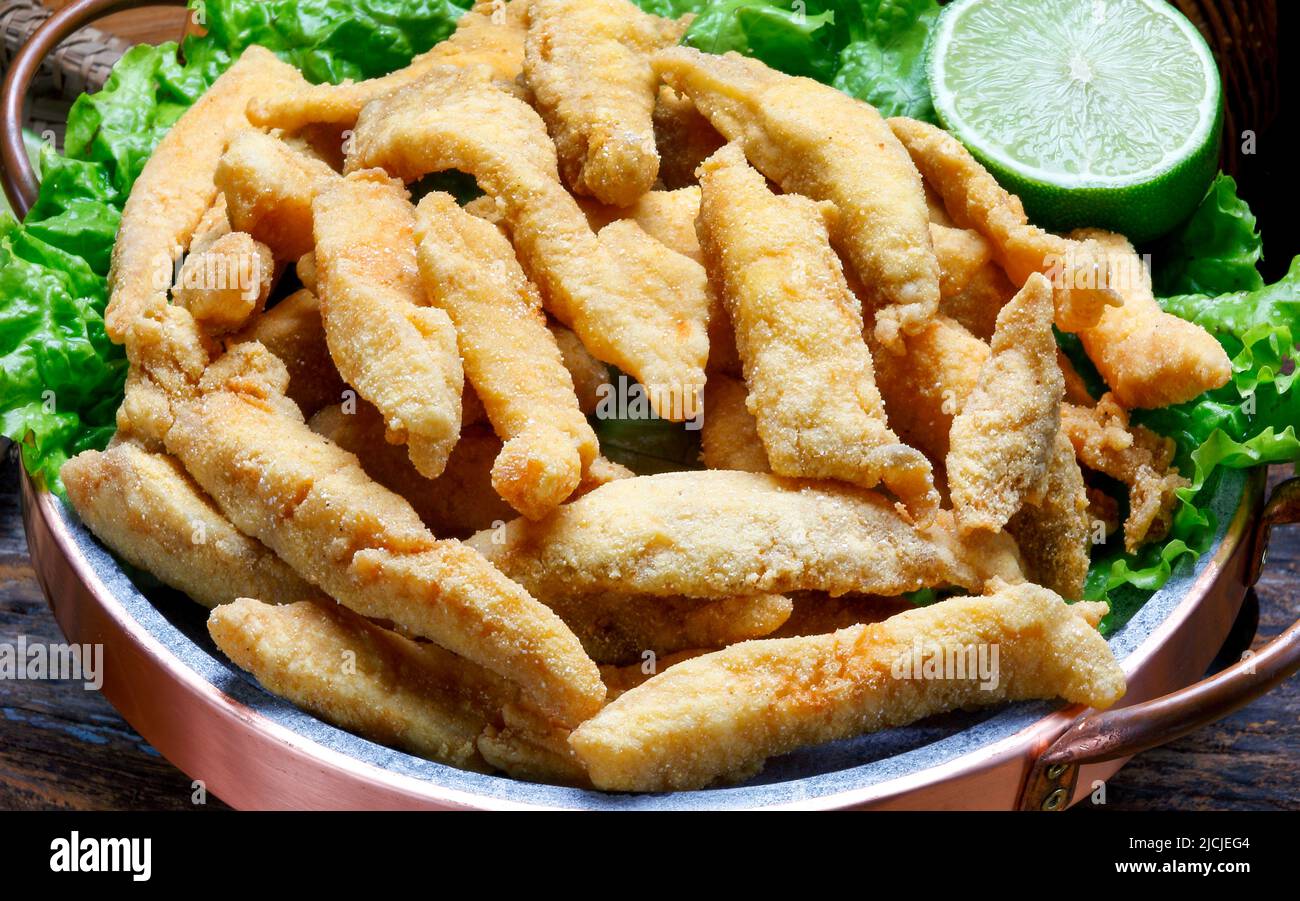 fish sticks breaded with lemon Stock Photo