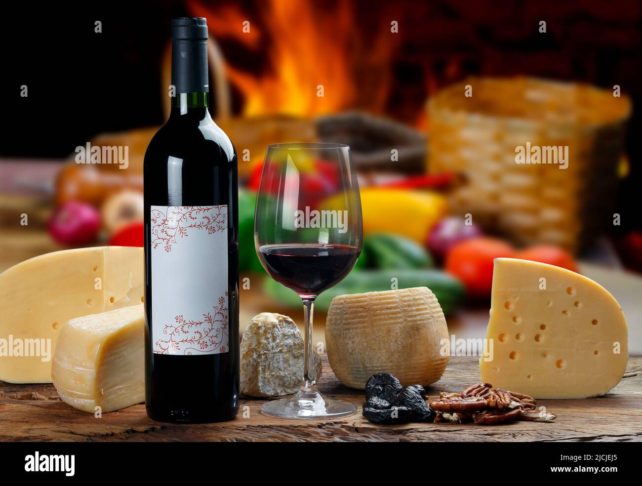 Red wine with assorted cheeses Stock Photo Alamy