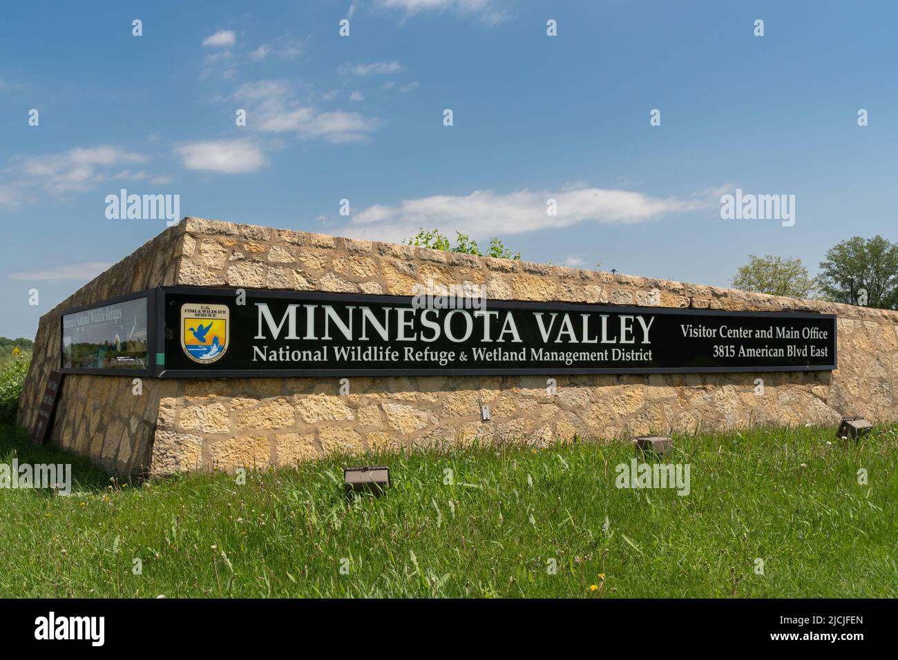 BLOOMINGTON, MN, USA - JUNE 13, 2022: Entrance to Minnesota Valley National Wildlife Refuge Stock Photo