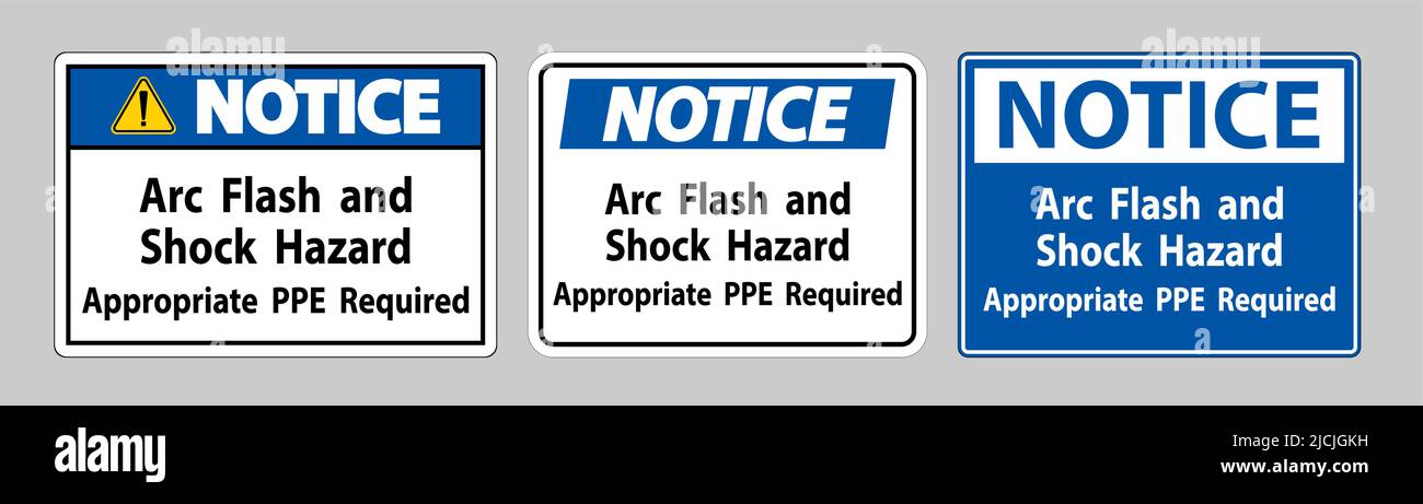 Notice Sign Arc Flash And Shock Hazard Appropriate PPE Required Stock ...