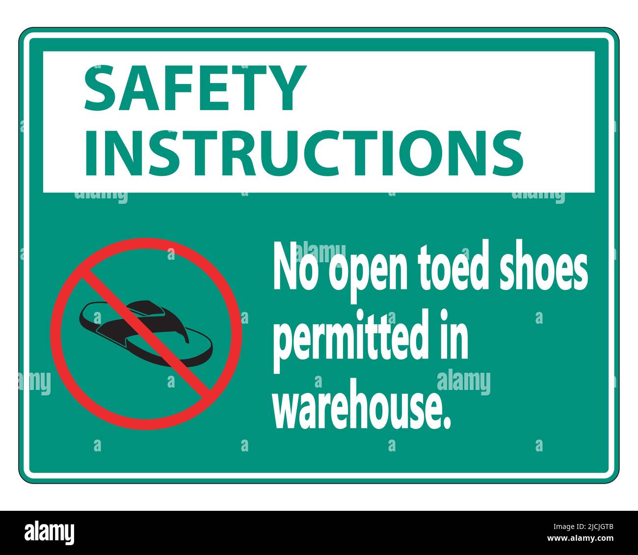 Safety Instructions No Open Toed Shoes Sign On White Backgroundvector