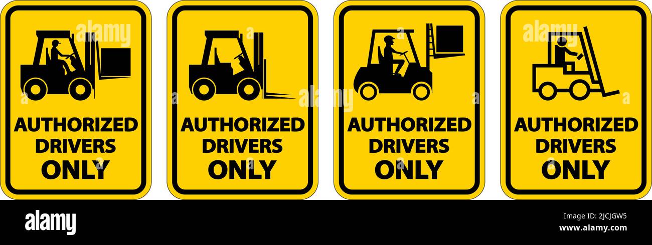Authorized Drivers Only Label Sign On White Background Stock Vector
