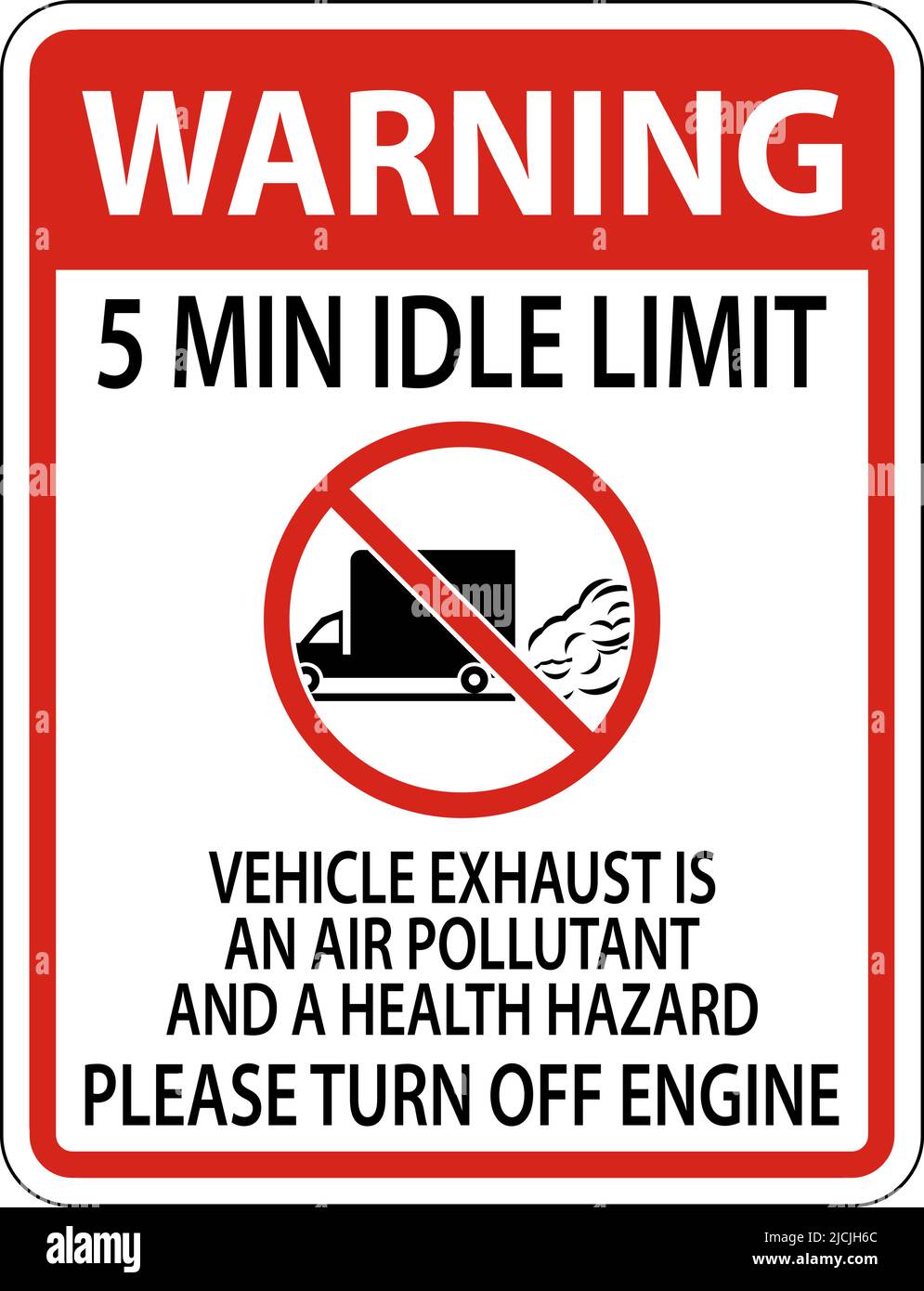 Warning 5 Min Idle Limit Sign On White Background Stock Vector