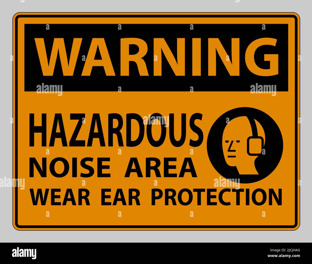 Warning Sign Hazardous Noise Area Wear Ear Protection on white