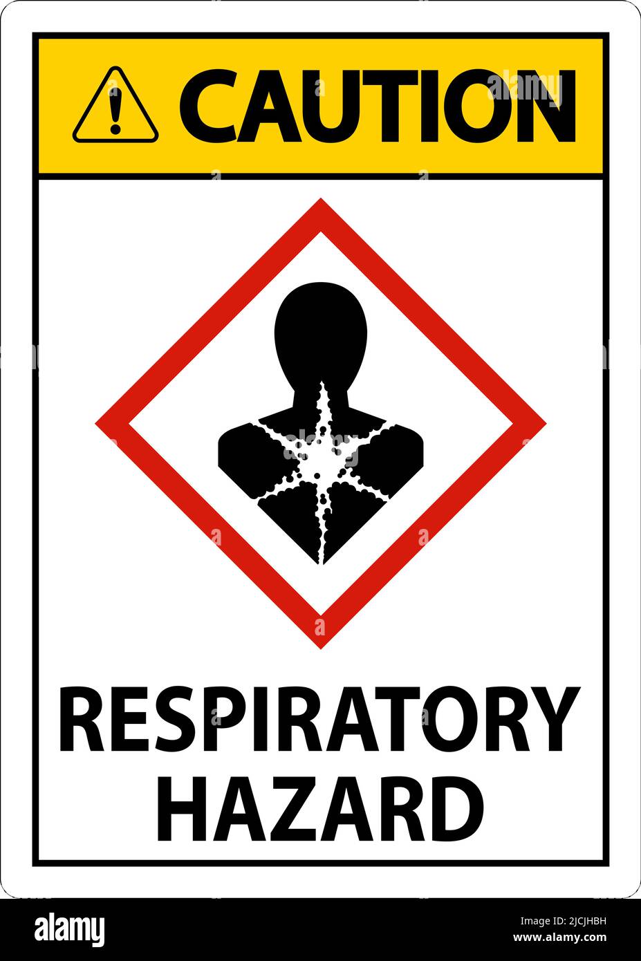 Caution Respiratory Hazard GHS Sign On White Background Stock Vector