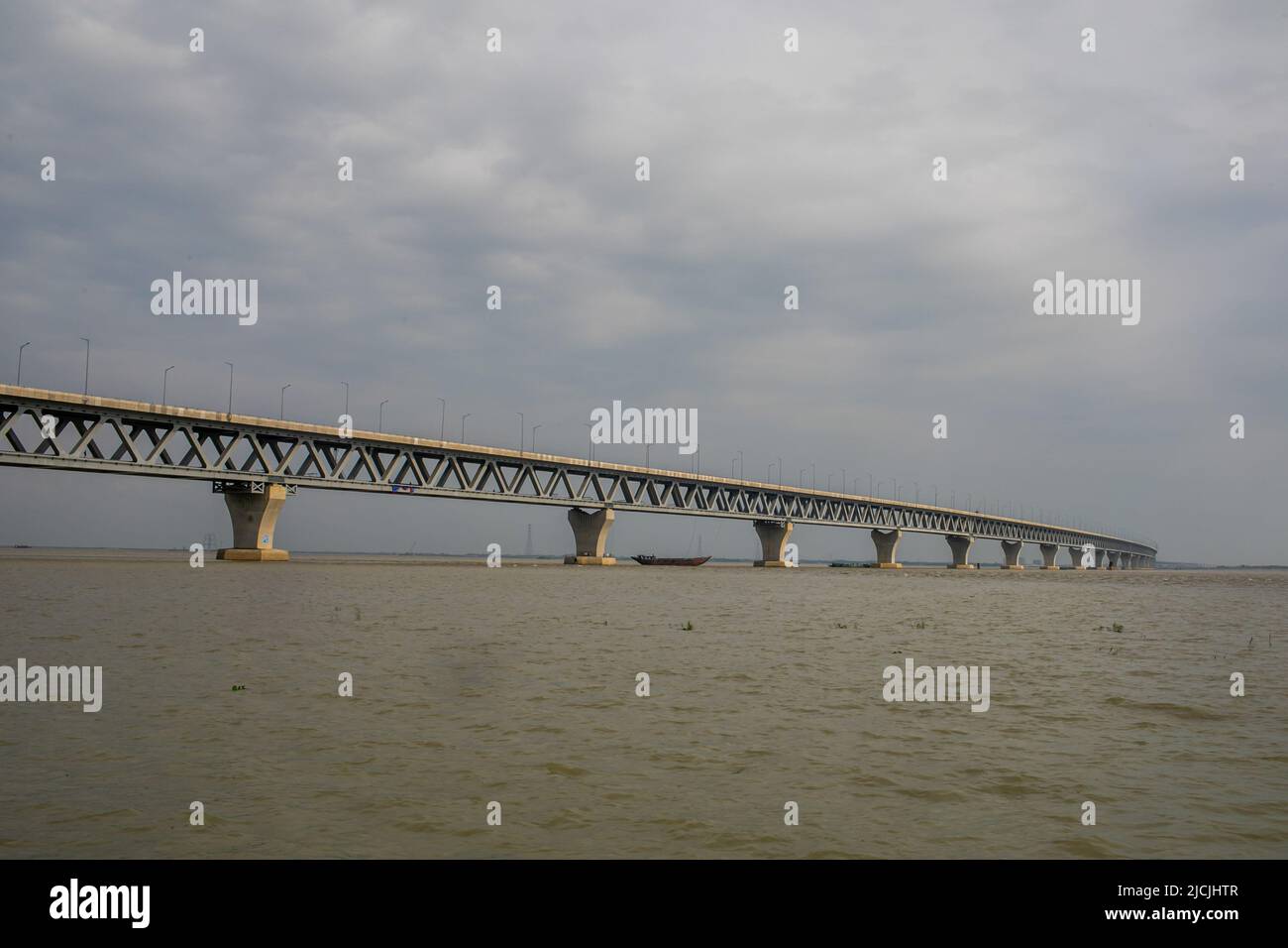 The structure of the Padma Bridge is fully visible across the Padma