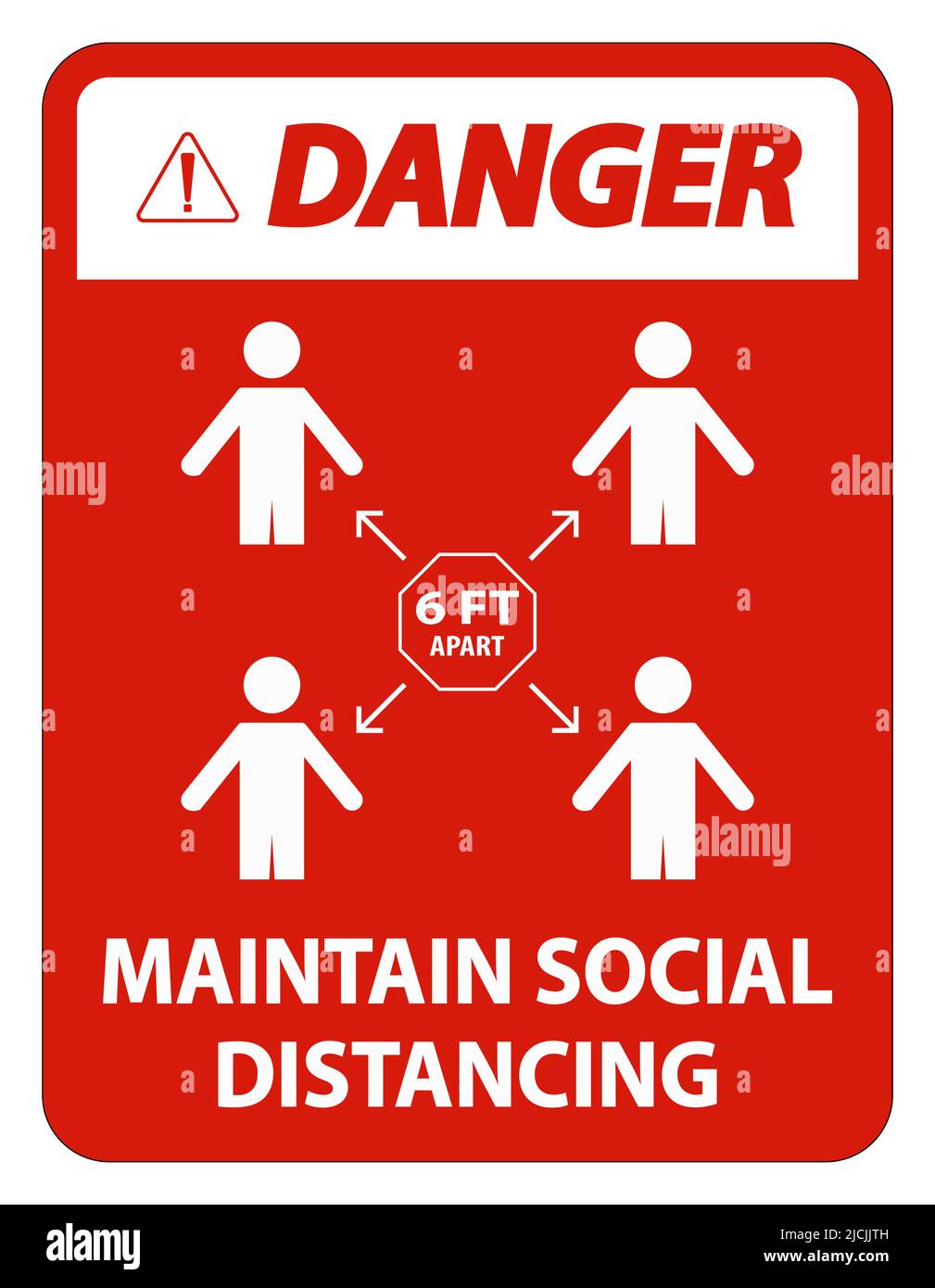 Danger Maintain social distancing, stay 6ft apart sign,coronavirus ...