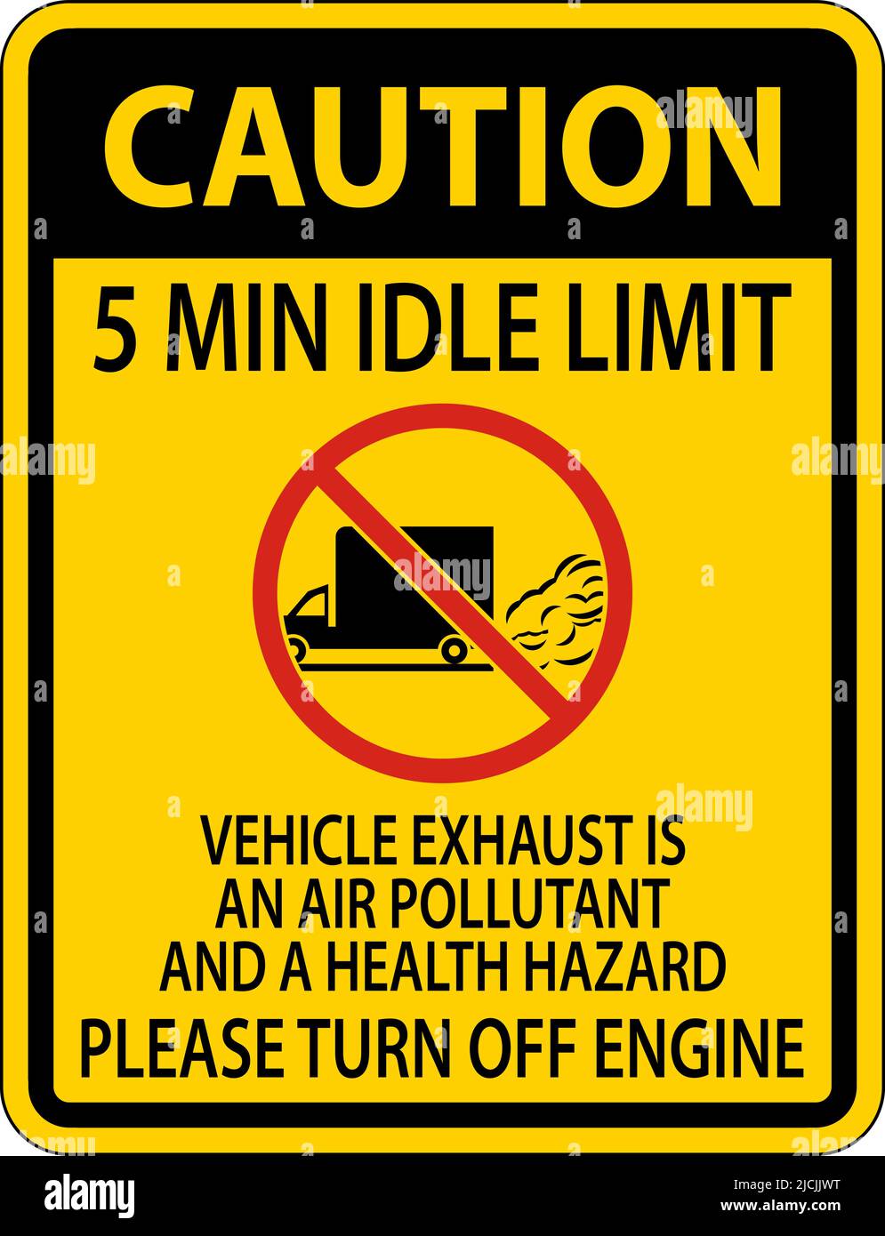 Caution 5 Min Idle Limit Sign On White Background Stock Vector