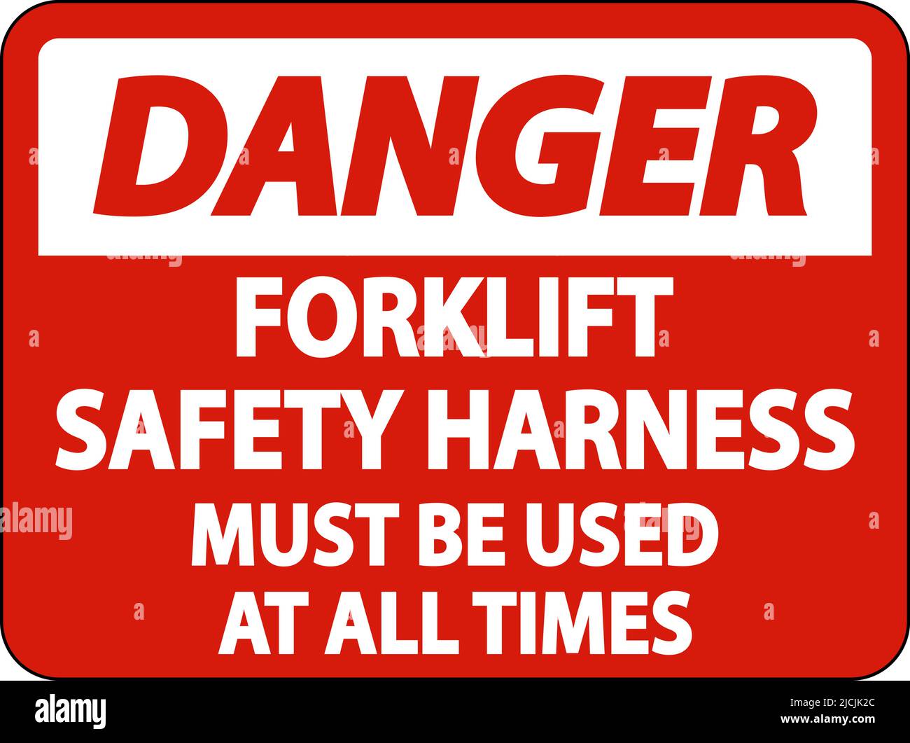 Danger Forklift Safety Harness Sign On White Background Stock Vector