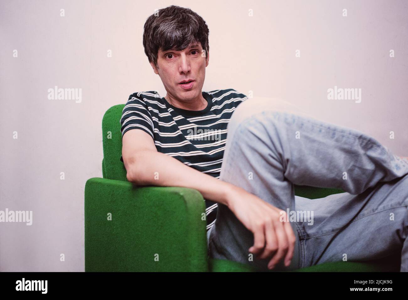 The Italian singer Bugo (real name Cristian Bugatti) poses backstage ...