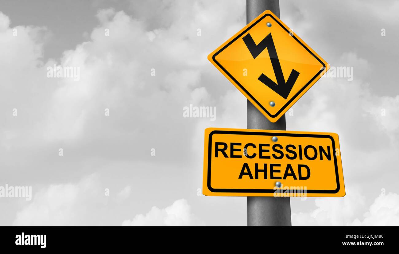 Recession Economy and business market decline with 3D illustration elements. Stock Photo