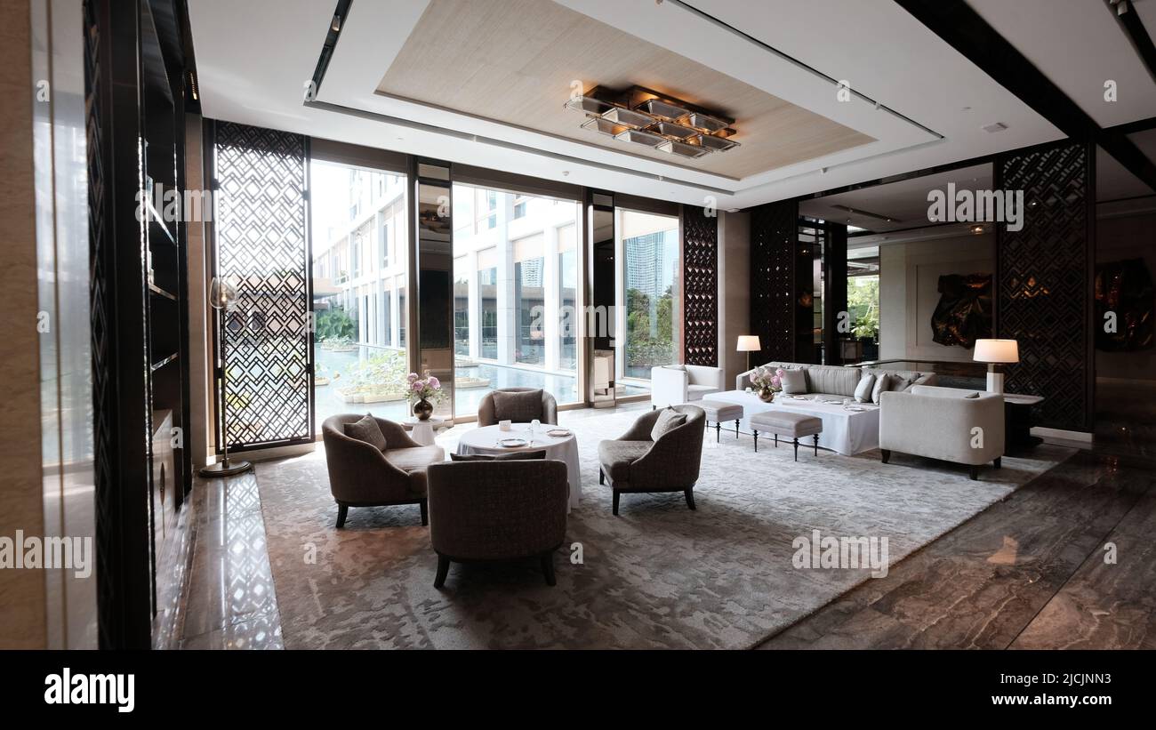 Capella Chao Phraya River, luxury five star hotel on Charoen Krung Road Yannawa Sathorn Bangkok Thailand Stock Photo