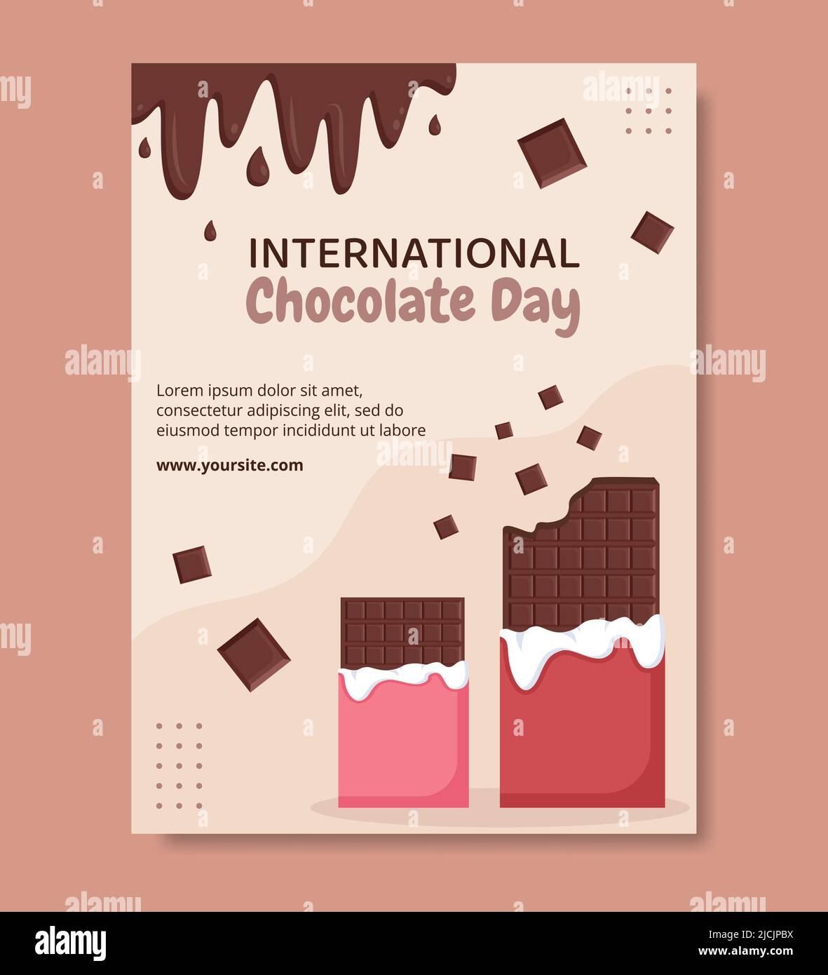 Happy Chocolate Day Social Media Poster Template Flat Cartoon