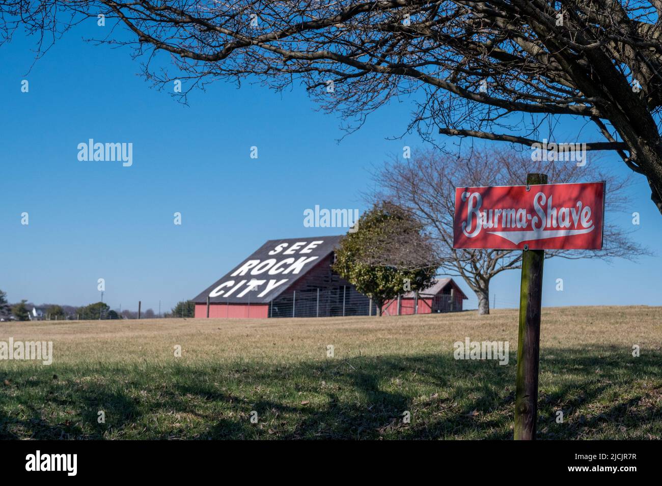 Painted barn advertising See Rock City Stock Photo