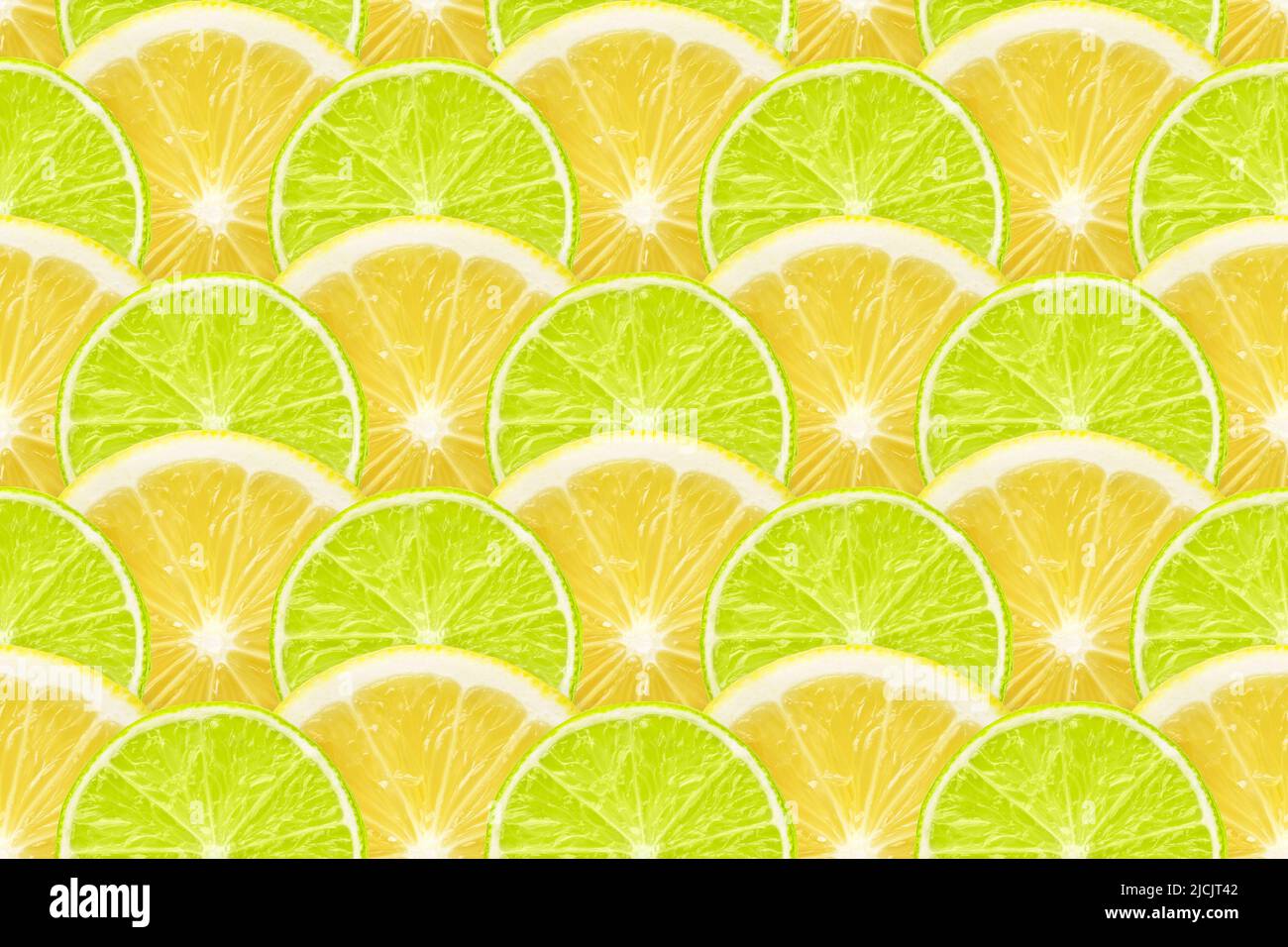 fresh seamless wave natural pattern made from many lemon and lime slices Stock Photo