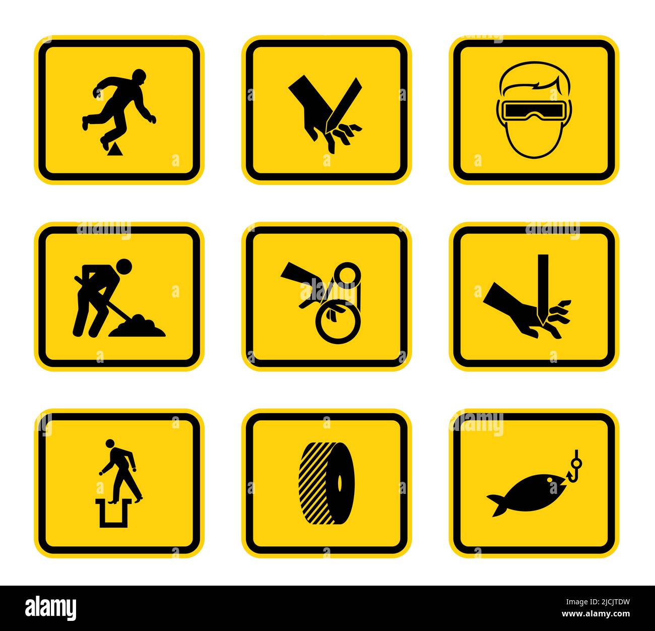Warning Hazard Symbols labels Sign Isolated on White Background,Vector