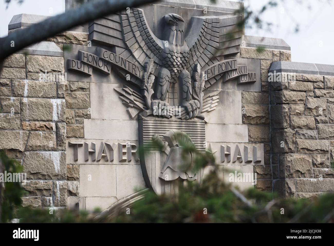 New York, USA. 18th Sep, 2017. Thayer Hall at West Point the United States Military Academy (USMA), also known as West Point, Army, The Academy is a four-year coeducational federal service academy. The United States Military Academy (USMA), also known metonymically as West Point or simply as Army, is a United States service academy in West Point, New York. It was originally established as a fort, since it sits on strategic high ground overlooking the Hudson River with a scenic view, 50 miles (80 km) north of New York City. It is the oldest of the five American service academies a Stock Photo