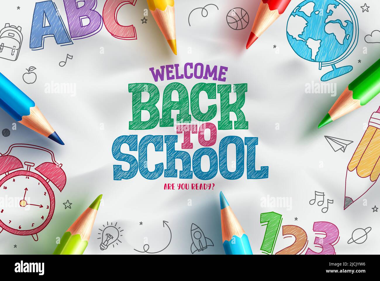 Welcome back text with colorful design elements Vector Image