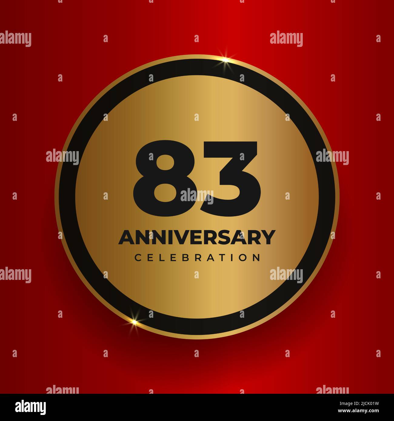 83 years anniversary celebration background. Celebrating 83rd anniversary event party poster template. Vector golden circle with numbers and text on Stock Vector