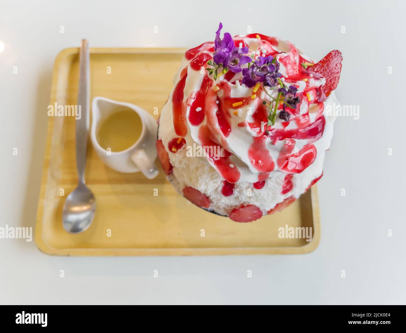 shaved ice or strawberry bingsu fresh milk flavor Stock Photo