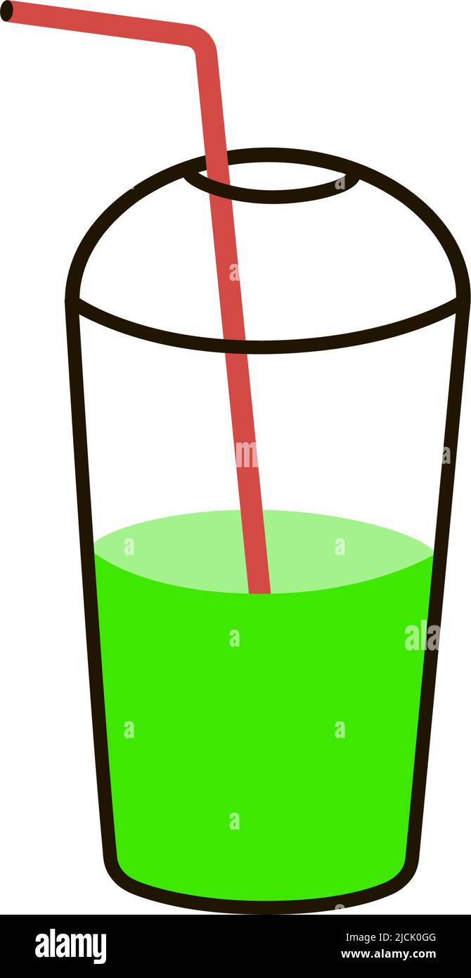 Plastic cup for cocktail and juice with straw Stock Vector