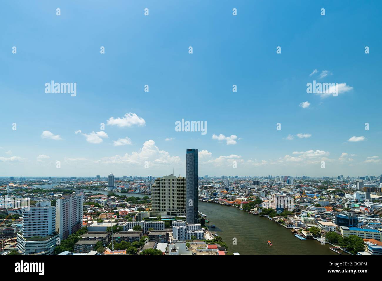 view of Chao Phraya River with building in Bangkok city, Thailand Stock Photo