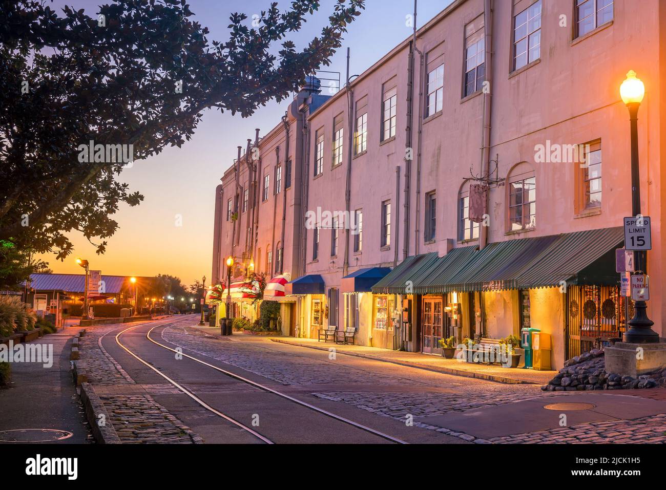 Shops and restaurants at River Street in downtown Savannah in