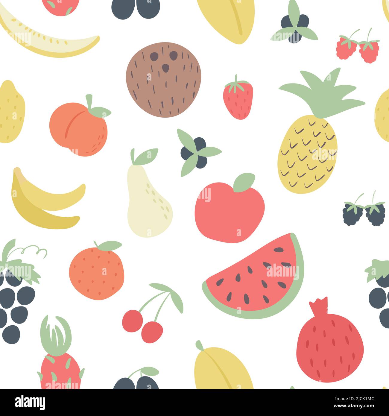 Summer fruit seamless pattern vector Background exotic tropical fruits ...