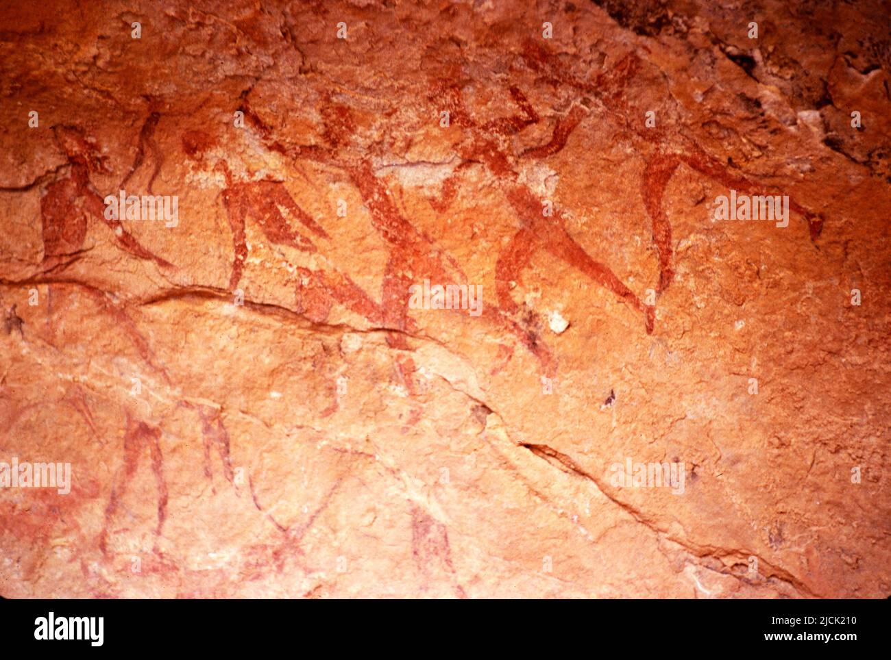 Famous prehistoric rock paintings of Tassili N'Ajjer, Algeria, north Africa 1973 Tassili N'Ajjer National Park Stock Photo